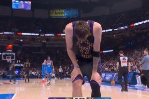 捂着腿筋！东契奇突破痛苦倒地双手掩面非常难受