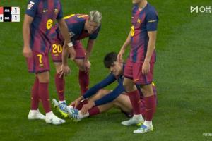 巴萨跟队:贝尔纳尔踝关节韧带轻度受伤,预计缺席10天左右