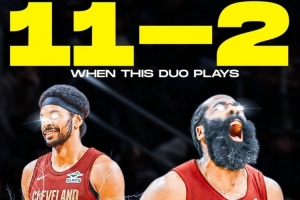 11胜2负！骑媒：哈登和贾勒特·阿伦同场时 骑士很难被击败