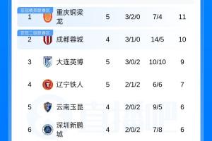 雄起!升班马铜梁龙开赛5轮3胜2平不败 队史首次登上中超积分榜首