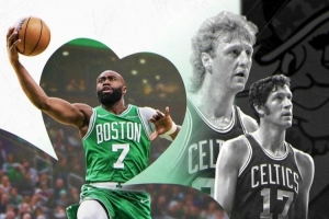 28.7分6.9板5.1助！杰伦·布朗成绿军第三位28+5+5球员 比肩伯德