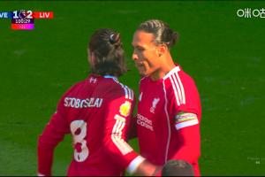 范戴克第100分钟头球绝杀！？利物浦2-1领先埃弗顿