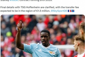 记者：柏林联合将激活后卫恩索基的买断选项，转会费约150万欧元